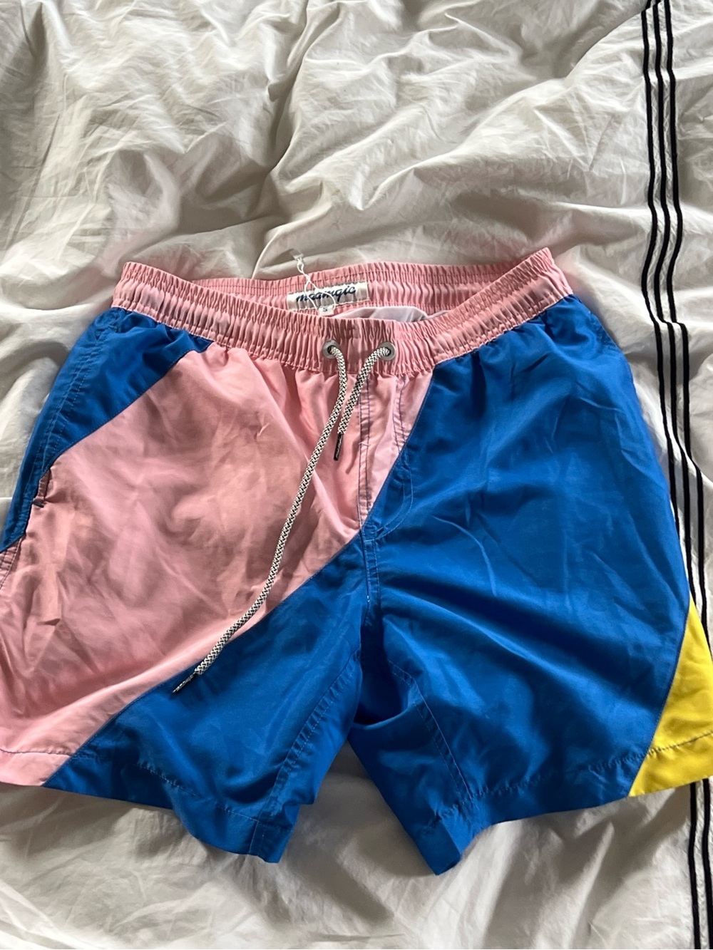 Men's Colorblock Swim Trunks - Pink & Blue